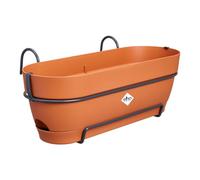 Elho Vibia Campana Balconnière Allin1 50 - Planteur pour Balcon - Ø 50.4 x H 17.7 cm - Marron/Terre Cuite