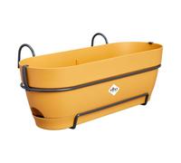 Elho Vibia Campana Balconnière Allin1 50 - Planteur pour Balcon - Ø 50.4 x H 17.7 cm - Jaune Miel