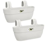 Elho Vibia Campana Easy Hanger L - Jardinière pour Balcon - Plastique 100% Recyclé - Lot de 2 - L46 x W24.1 x H26.5 cm - Blanc/Blanc Soie