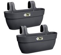 Elho Vibia Campana Easy Hanger L - Jardinière pour Balcon - Plastique 100% Recyclé - Lot de 2 - L46 x W24.1 x H26.5 cm - Noir/Anthracite