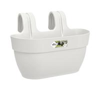 Elho Vibia Campana Easy Hanger M 36 - Planteur pour Balcon & Extérieur - Ø 36.0 x H 26.5 cm - Blanc/Blanc Soie