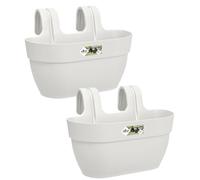 Elho Vibia Campana Easy Hanger M - Jardinière pour Balcon - Plastique 100% Recyclé - Lot de 2 - Ø 36.0 x H 26.5 cm - Blanc/Blanc Soie