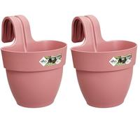 Elho Vibia Campana Easy Hanger S 21 - Planteur pour Balcon & Extérieur - Ø 20.5 x H 26.5 cm - Rose/Rose Poussière (Lot de 2)