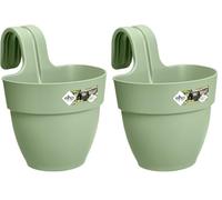 Elho Vibia Campana Easy Hanger S 21 - Planteur pour Balcon & Extérieur - Ø 20.5 x H 26.5 cm - Vert/Vert Pistache (Lot de 2)