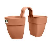 Elho Vibia Campana Flower Twin 21 - Planteur pour Balcon & Extérieur - Ø 20.5 x H 26.5 cm - Marron/Terre Cuite