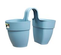 Elho Vibia Campana Flower Twin 21 - Planteur pour Balcon & Extérieur - Ø 20.5 x H 26.5 cm - Bleu/Bleu Vintage