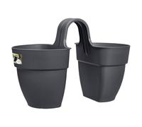 Elho Vibia Campana Flower Twin 21 - Planteur pour Balcon & Extérieur - Ø 20.5 x H 26.5 cm - Noir/Anthracite