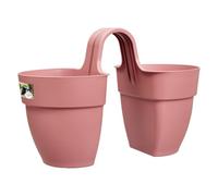 Elho Vibia Campana Flower Twin 21 - Planteur pour Balcon & Extérieur - Ø 20.5 x H 26.5 cm - Rose/Rose Poussière