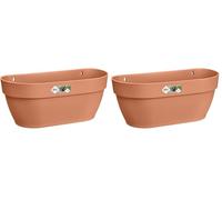 Elho Vibia Campana Mural 35 - Planteur pour Balcon & Extérieur - Ø 35.0 x H 14.8 cm - Marron/Terre Cuite (Lot de 2)
