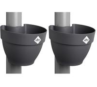 Elho Vibia Campana Pot gouttière 22cm Pot de Fleurs - Anthracite (Lot de 2)