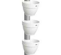 Elho Vibia Campana Pot Gouttière 40 - Pots de Fleurs pour Extérieur - Plastique 100% Recyclé - Lot de 3 - Ø 21.6 x H 16.3 cm - Blanc/Blanc Soie