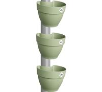 Elho Vibia Campana Pot Gouttière 40 - Pots de Fleurs pour Extérieur - Plastique 100% Recyclé - Lot de 3 - Ø 21.6 x H 16.3 cm - Vert/Vert Pistache