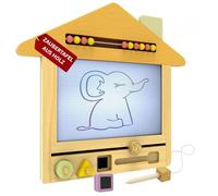 Eli Tableau magique en bois pour enfants à partir de 2 ans, avec tampon et stylo de peinture, tableau à dessin magnétique, tableau à dessin pour garçons et filles