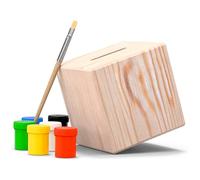 Eli® Tirelire pour enfant personnalisée - Tirelire en bois à peindre avec nom - Avec 6 couleurs et pinceau - Tirelire en bois - Idée cadeau pour fille - Garçon à économiser