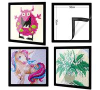 ELIAUK Lot de 4 cadres de peinture diamant - 30 x 30 cm - Noir - Cadre photo pour peinture diamant 5D - Dimensions intérieures : 25 x 25 cm - 4 pièces