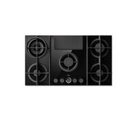 elica NIKOLATESLA FLAME EVO BL/A/88 - PRF0196341 Table de cuisson avec hotte aspirante intégrée Encastrable | Classe énergétique A++ | Plaque de cuisson à gaz de 88 cm avec hotte intégrée, verre noir
