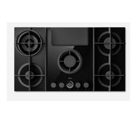 elica NIKOLATESLA FLAME EVO BL/A/88 - PRF0196341 Table de cuisson avec hotte aspirante intégrée Encastrable | Classe énergétique A++ | Plaque de cuisson à gaz de 88 cm avec hotte intégrée, verre noir