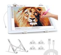 elice Table lumineuse A3 4800 lux très brillante 5 mm, panneau lumineux ultra fin, pour accessoires de peinture au diamant 5D, plaque lumineuse réglable avec support / clips pliants, coussin lumineux