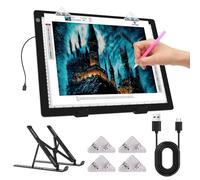 elice Table lumineuse A4 - Accessoire de peinture diamant 5D - 36 x 27 cm - Plaque lumineuse ultra fine à intensité variable avec support pliable - Plaque lumineuse A4 pour peinture diamant, dessin,