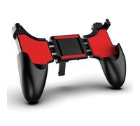 ELICTECH Manette de jeu mobile, déclencheur mécanique à quatre doigts avec poignée réglable pliable, poignée ABS antidérapante pour jeux FPS, compatible avec smartphones jusqu'à 6,5 pouces, rouge
