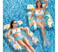 Elidepe Bouee Piscine, 2 Pièces Matelas Piscine, Matelas GonflablePiscine, Hamac Aquatique, Hamac Gonflable Flottant 4 en 1, Bouée de Bassin pour Adulte