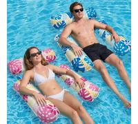 Elidepe Bouee Piscine, 2 Pièces Matelas Piscine, Matelas GonflablePiscine, Hamac Aquatique, Hamac Gonflable Flottant 4 en 1, Bouée de Bassin pour Adulte