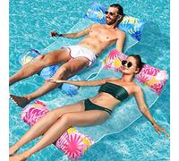 Elidepe Bouee Piscine, 2 Pièces Matelas Piscine, XL Matelas GonflablePiscine, Hamac Aquatique, Hamac Gonflable Flottant 4 en 1, Bouée de Bassin pour Adulte