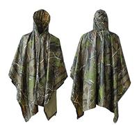ElifeAcc Poncho à capuchon cape de pluie multifonctions Imperméable imperméable, tapis de toile de tente, bâche pare-soleil, idéal pour les activités de plein air Camouflage à l'érable