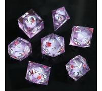 Elifel Dés DND Lot de 7 Noyau Liquide, Sables Mouvants Dés Polyédriques à Bords Tranchants Résine pour Donjons et Dragons, Dés D&D RPG D20 D12 D10 D8 D6 D4 Faits à la Main pour Jeux de Rôle