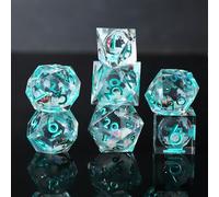 Elifel Dés DND Lot de 7 Noyau Liquide, Sables Mouvants Dés Polyédriques à Bords Tranchants Résine pour Donjons et Dragons, Dés D&D RPGJeux de Rôle