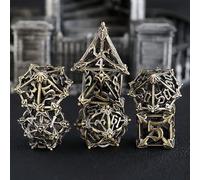 Elifel Lot de 7 Dés Métal DND Jeux De Role Donjons et Dragons Creux Fleur D&D Dice, Jeu de Dés Polyédrique D4 D6 D8 D10 D12 D20 D%