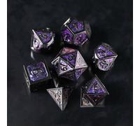 Elifel Lot de 7 Dés Métal DND Jeux De Role Donjons et Dragons D&D Dice, Jeu de Dés Polyédrique D4 D6 D8 D10 D12 D20 D%
