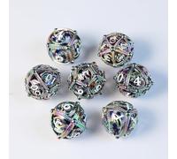 Elifel Lot de 7 Dés Métal DND Jeux De Role Donjons et Dragons Dragon Creux 3D D&D Dice, Jeu de Dés Polyédrique D4 D6 D8 D10 D12 D20 D%