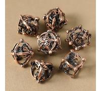 Elifel Lot de 7 Dés Métal DND Jeux De Role Donjons et Dragons Dragon Creux 3D D&D Dice, Jeu de Dés Polyédrique D4 D6 D8 D10 D12 D20 D%