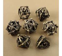 Elifel Lot de 7 Dés Métal DND Jeux De Role Donjons et Dragons Dragon Creux 3D D&D Dice, Jeu de Dés Polyédrique D4 D6 D8 D10 D12 D20 D%