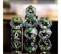 Elifel Set de Dés DND Dragon Eye Résine Polyédriques Sharp Edge Dice 7 pièces Faits à la Main pour Donjons D4 D6 D8 D10 D12 D20 D% et Dragons Ttrpg Pathfinder RPG Dés Jeu de Role avec Boîte-Cadeau