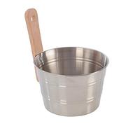 Eliga Seau verseur pour votre sauna/sauna en différentes tailles et versions/accessoires de sauna - Acier inoxydable avec poignée en bois, 4 litres