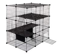 ELIGHTRY Parc Enclos pour Petits Animaux, Enclos Lapin Intérieur, 52 Panneaux Enclo Cochon d'Inde avec Couvercle, Glissière et Porte, 109x74x109cm, 35x35cm Grillagé en Acier et Plastique