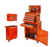 ELIHGTBY Chariot d'atelier Professionnel à 5 tiroirs sur Roues - Meuble de Rangement Mobile Robuste et Vide pour Outils - Armoire à Outils Stable pour Garage et Atelier -Orange