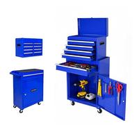 ELIHGTBY Chariot d'atelier Professionnel à 5 tiroirs sur Roues - Meuble de Rangement Mobile Robuste et Vide pour Outils - Armoire à Outils Stable pour Garage et Atelier - Bleu