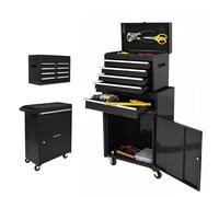 ELIHGTBY Chariot d'atelier Professionnel à 5 tiroirs sur Roues - Meuble de Rangement Mobile Robuste et Vide pour Outils - Armoire à Outils Stable pour Garage et Atelier - Noir