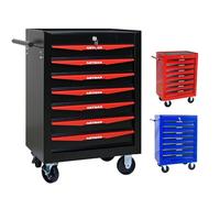 ELIHGTBY Servante d’Atelier à 7 tiroirs sur roulettes, Chariot d’Atelier Mobile Vide, Armoire à Outils à Verrouillage centralisé pour Atelier et Garage,Noir & Rouge