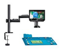 Elikliv EM4k Flex 4K Microscope Numérique de Soudage, Microscope HDMI de 10,1 Pouces avec Support de Bras Flexible, Loupe de Pièce de Monnaie de 52MP, Lampe Annulaire, Pad de Soudage en Silicone