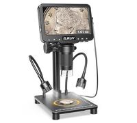 Elikliv Microscope avec balance de pesée, loupe numérique pour pièces d'erreur, loupe de bijoux avec lumières, écran LCD de 4,3", appareil photo 12 MP, vidéo 1080p, USB, vue PC, pour adultes