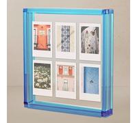 Elil Cadre Photo Instax Mini & Polaroid - Cadre Acrylique Bleu 10x15 cm (4x6) Recto Verso, Tout en Acrylique, Effet Flottant, Cadre de Table pour Decoration Maison & Bureau