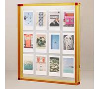 Elil Cadre Photo Instax Mini & Polaroid - Cadre Acrylique Orange 13x18 cm (5x7) Recto Verso, Tout en Acrylique, Effet Flottant, Cadre de Table pour Decoration Maison & Bureau
