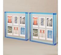 Elil Cadre Photo Instax Mini & Polaroid Lot de 2 - Cadres Acryliques Bleus 10x15 cm (4x6) Recto Verso, Tout en Acrylique, Effet Flottant, Cadres de Table pour Decoration Maison & Bureau