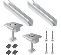 ELILANEY 2 jeux de supports de montage de panneaux solaires, 200mm, 7.87 pouces de longueur, Support de Rail, feuille trapézoïdale, Installation sur toits plats fixation support(35mm bore)