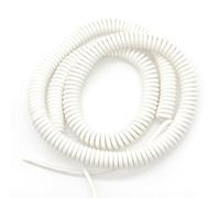 ELILANEY Câble spiralé blanc à ressort tripolaire 15 AWG, longueur 12 mètres, 1,5 mm², extensible sur 6 mètres, connexion suspendue, résistant au froid Élastique Flexible