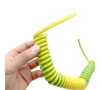 ELILANEY Câble télescopique à ressort en spirale à un noyau jaune vert, 11 mètres de long étirer souple(18AWG)